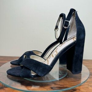 NEW Sam Edelman Yancy Suede Heel Sandals - black